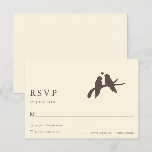 Classic Chic Birds Ivory Formal Wedding RSVP Cards (正面/裏面)