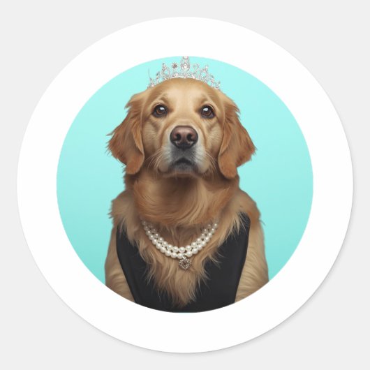 Classic Chic Breakfast Poster Golden Retriever ラウンドシール (正面)