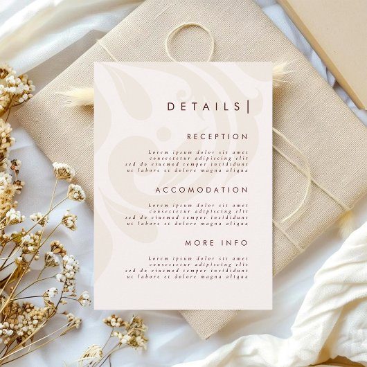 Classic Chic Cream Burgundy Damask Wedding Details エンクロージャーカード