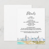Classic Chicago Skyline Watercolor Details Card 招待状 (正面/裏面)