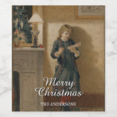 Classic Child with Christmas Greeting Design ワインラベル (シングルラベル)
