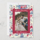 Classic Chinoiserie Toile De Jouy Photo Christmas シーズンカード (正面)