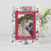 Classic Chinoiserie Toile De Jouy Photo Christmas シーズンカード (スタンド正面)