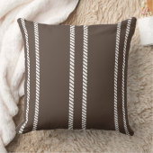Classic Chocolate Brown with Stripes Throw Pillow クッション (ブランケット)
