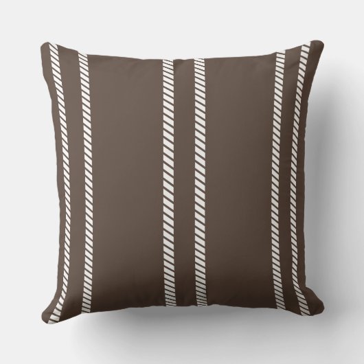 Classic Chocolate Brown with Stripes Throw Pillow クッション (裏面)