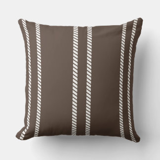 Classic Chocolate Brown with Stripes Throw Pillow クッション