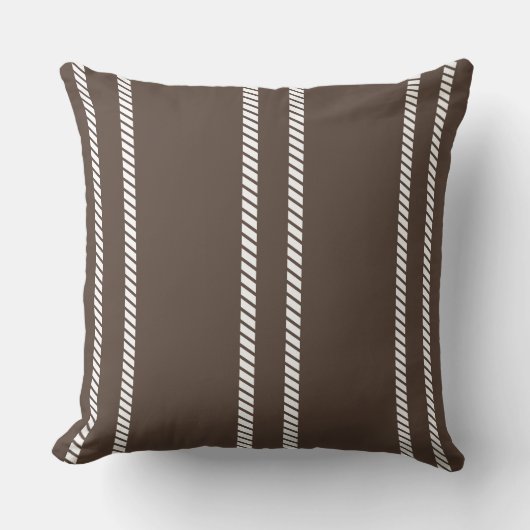 Classic Chocolate Brown with Stripes Throw Pillow クッション (正面)