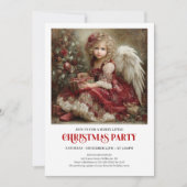 Classic Christmas Angel Invitation Red Green Gold 招待状 (正面)