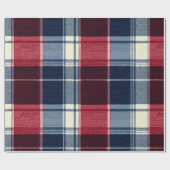 Classic Christmas Blue and Red Plaid ラッピングペーパー (フラット)