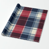 Classic Christmas Blue and Red Plaid ラッピングペーパー (アンロールド)