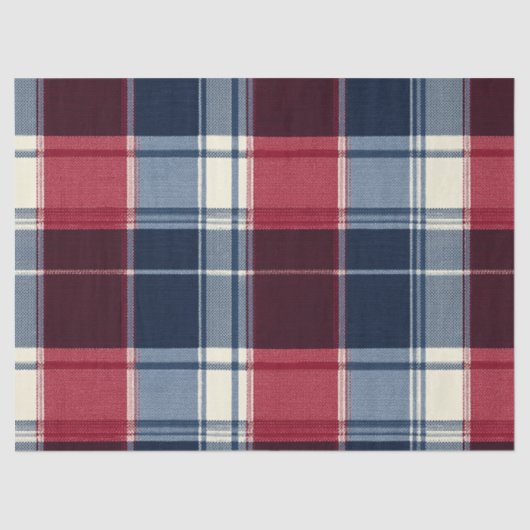 Classic Christmas Blue and Red Plaid 薄葉紙 (正面)