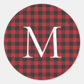 Classic Christmas Buffalo Plaid Custom Monogram ラウンドシール (正面)
