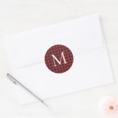 Classic Christmas Buffalo Plaid Custom Monogram ラウンドシール (封筒)