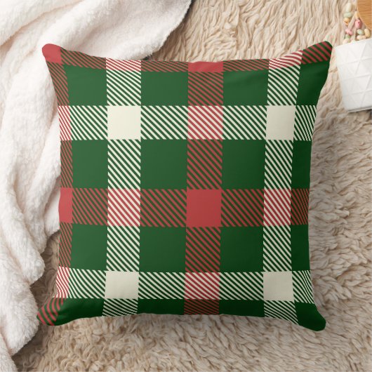 Classic Christmas Buffalo Plaid Pillow  クッション (ブランケット)