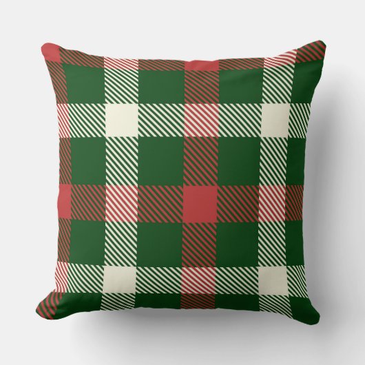 Classic Christmas Buffalo Plaid Pillow クッション (正面)