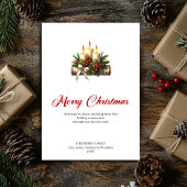 Classic Christmas candles pine greenery greeting シーズンカード
