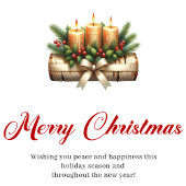 Classic Christmas candles rustic pine greeting シーズンカード