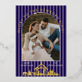 Classic Christmas Carol Christian Nativity Photo 箔シーズンカード (正面)