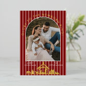 Classic Christmas Carol Christian Nativity Photo 箔シーズンカード (立ち正面)