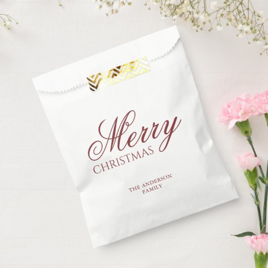 Classic Christmas Favor Bags | Deep Red Script フェイバーバッグ (封をした状態)