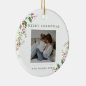 Classic Christmas Floral 2 Photos セラミックオーナメント (右)