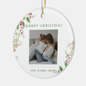 Classic Christmas Floral 2 Photos セラミックオーナメント (左)