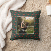 Classic Christmas Floral Frame Custom Photo Throw クッション (ブランケット)