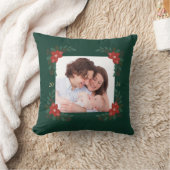 Classic Christmas Floral Frame Throw Pillow  クッション (ブランケット)