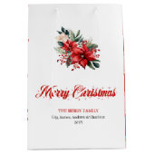 Classic Christmas Flowers Botanical Gift Bags ミディアムペーパーバッグ (正面)