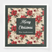 Classic Christmas Flowers Napkins Rustic Elegance (正面)