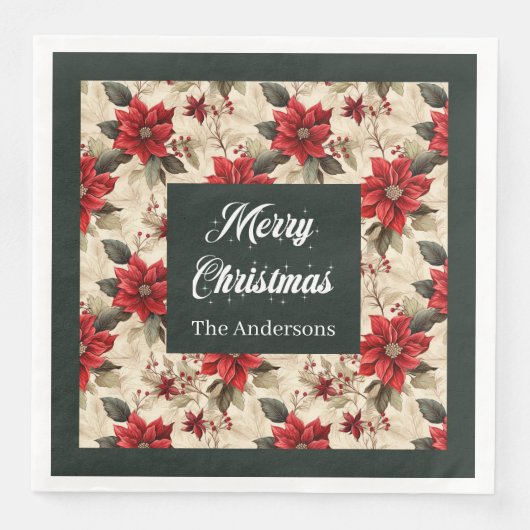 Classic Christmas Flowers Napkins Rustic Elegance (正面)