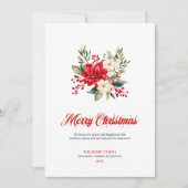 Classic Christmas Flowers Watercolor Greeting Card シーズンカード (正面)