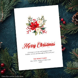 Classic Christmas Flowers Watercolor Greeting Card シーズンカード