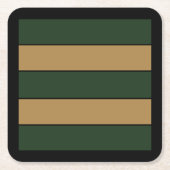 Classic Christmas Green And Gold Stripes スクエアペーパーコースター (正面)