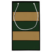 Classic Christmas Green And Gold Stripes スモールペーパーバッグ (裏面)