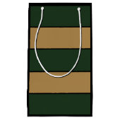 Classic Christmas Green And Gold Stripes スモールペーパーバッグ (正面)