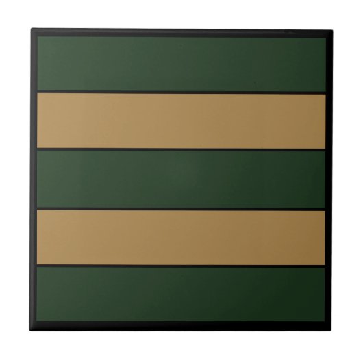 Classic Christmas Green And Gold Stripes  タイル (正面)