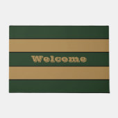 Classic Christmas Green And Gold Stripes ドアマット (正面)