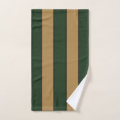 Classic Christmas Green And Gold Stripes バスタオルセット (ハンドタオル)