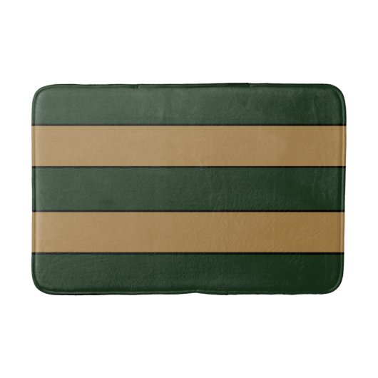 Classic Christmas Green And Gold Stripes バスマット (正面)