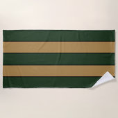 Classic Christmas Green And Gold Stripes ビーチタオル (正面)