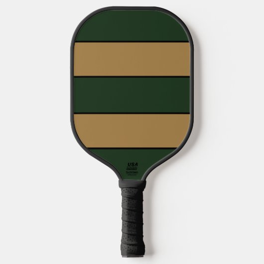 Classic Christmas Green And Gold Stripes ピックルボールラケット (正面)