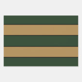 Classic Christmas Green And Gold Stripes ラッピングペーパーシート (正面)