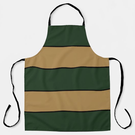 Classic Christmas Green And Gold Stripes Apron エプロン (正面)