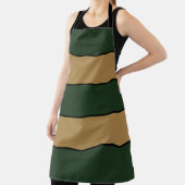 Classic Christmas Green And Gold Stripes Apron エプロン (インサイチュ)