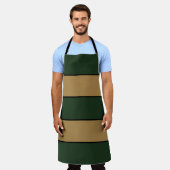 Classic Christmas Green And Gold Stripes Apron エプロン (着用した状態)