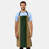 Classic Christmas Green And Gold Stripes Apron エプロン (着用した状態)
