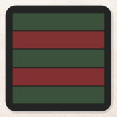 Classic Christmas Green And Red Stripes スクエアペーパーコースター (正面)