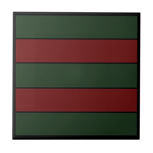 Classic Christmas Green And Red Stripes  タイル (正面)