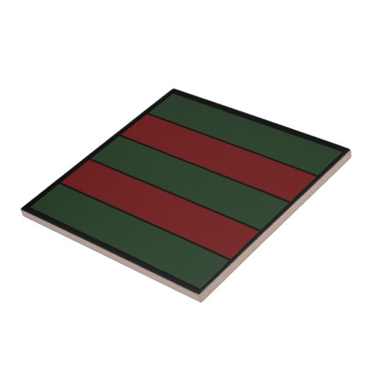 Classic Christmas Green And Red Stripes  タイル (側面)